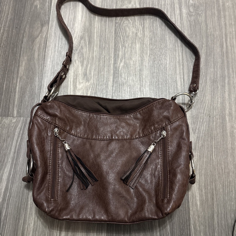Dark brown leather purse shoulder bag hobo